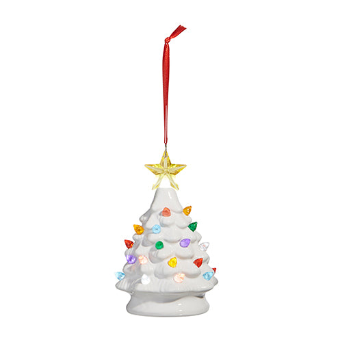 Vintage White Lighted Tree Ornament