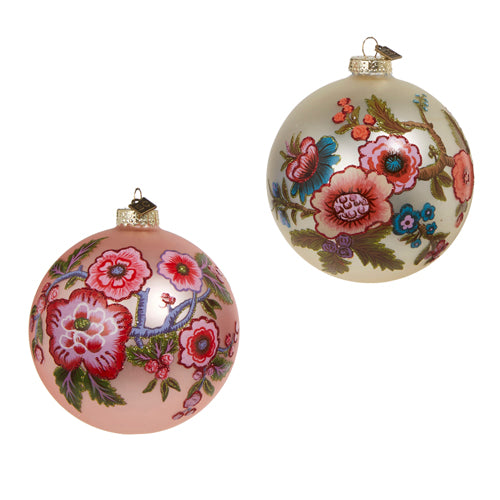 Vintage Floral Ball Ornament (Two Style Choices)