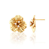 Capucine De Wulf Meadow Walk Nasturtium Stud Earrings in Pearl White
