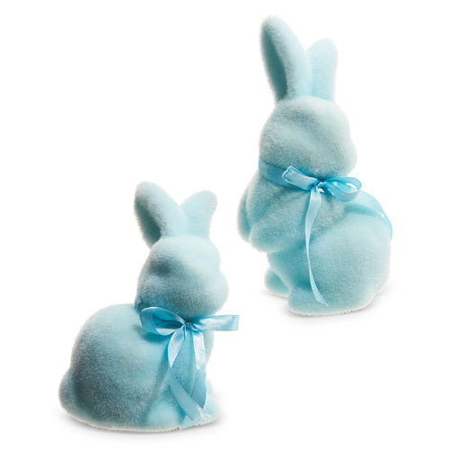 7.25" Pastel Blue Flocked Bunny (Choose Style!)