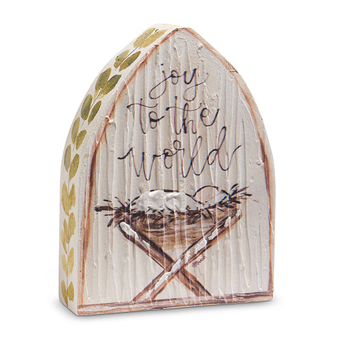 Jesus in Manger Textured Wood Block