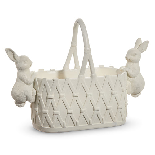 White Oval Bunny Basket - 16.5"