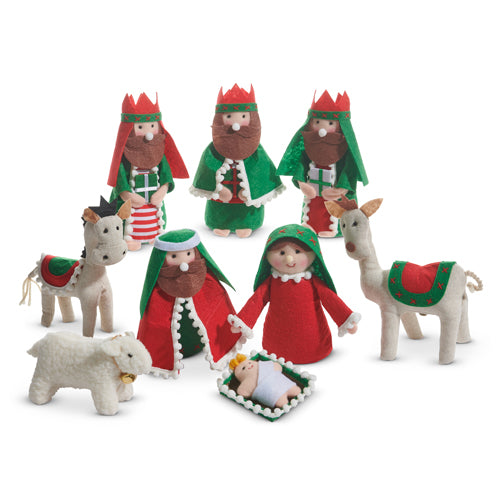 Red and Green Felt Nativity - 6"