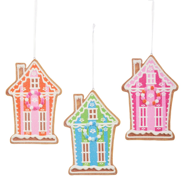 Vivid Jolly Gingerbread House Ornament (Three Style Options)