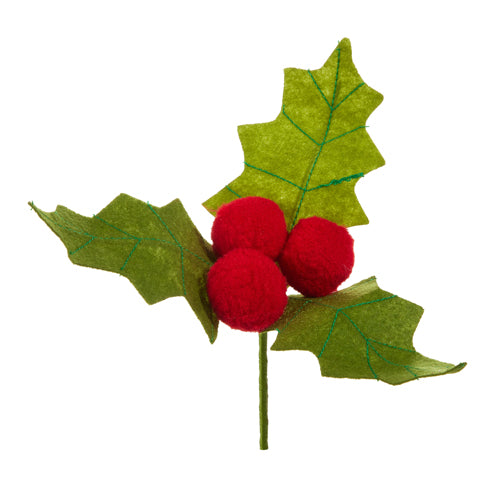 Felt Holly Clip On Ornament
