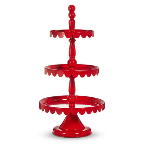 Red Tiered Scalloped Stand