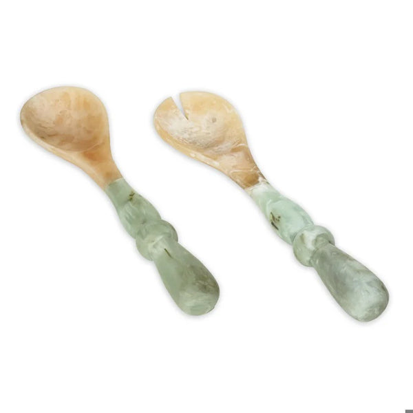 Beatriz Ball RESIN Giada Salad Servers in Jade Swirl