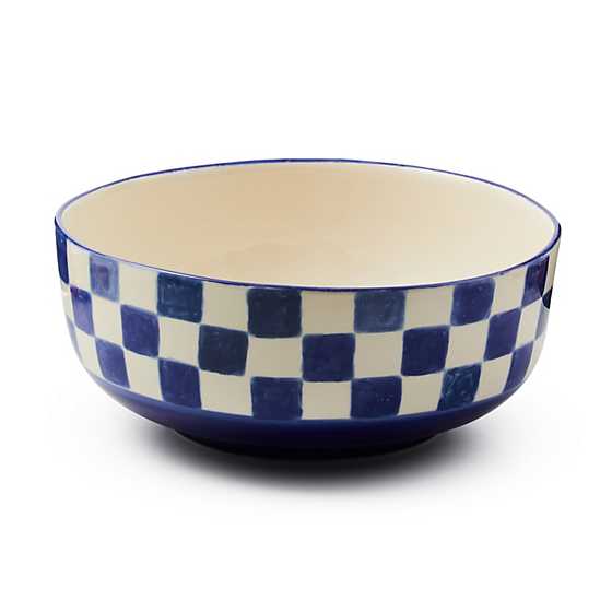 Mackenzie Childs Indigo Check Serving Bowl