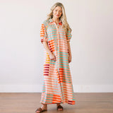 Apricot Colorful Stripe Oasis Dress