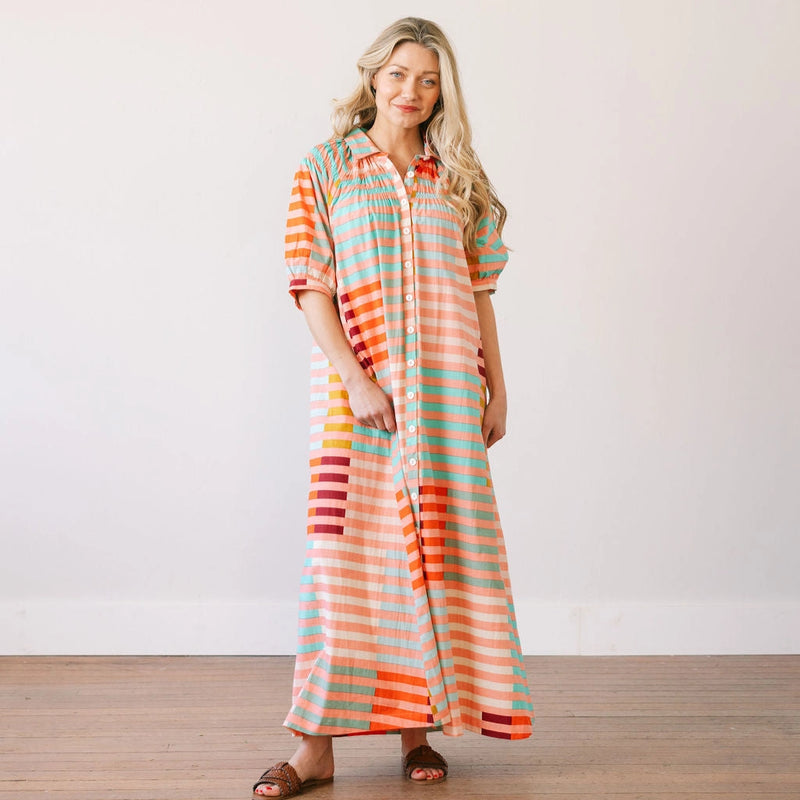 Apricot Colorful Stripe Oasis Dress