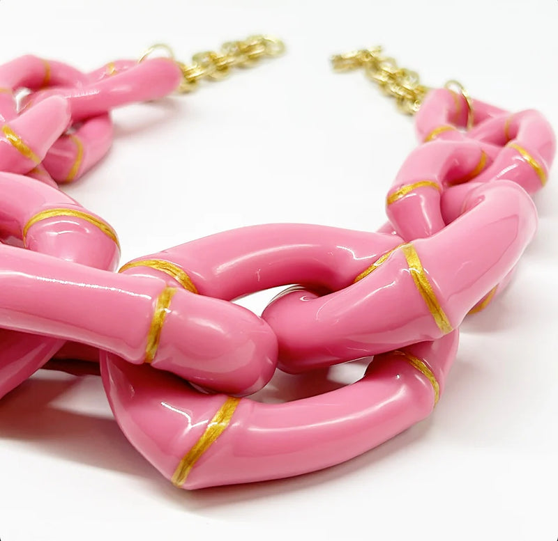 Parker Kennedy - "The Michelle" Bamboo Link Necklace - Yellow or Pink Option