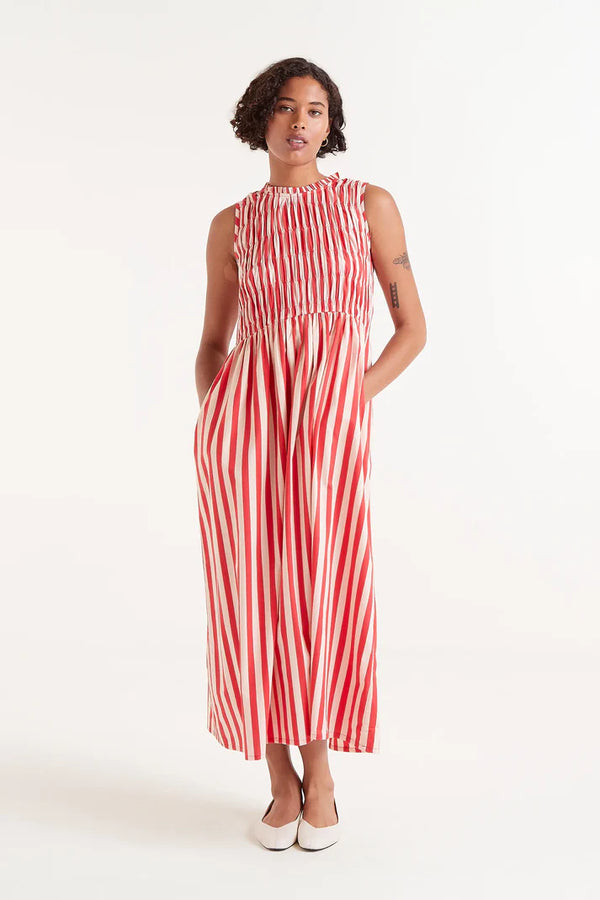 Long Red Striped Dress