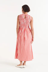 Long Red Striped Dress