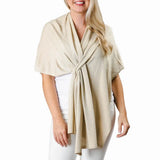 Kaylie Keyhole Knit Lightweight Wrap in Metallic Gold