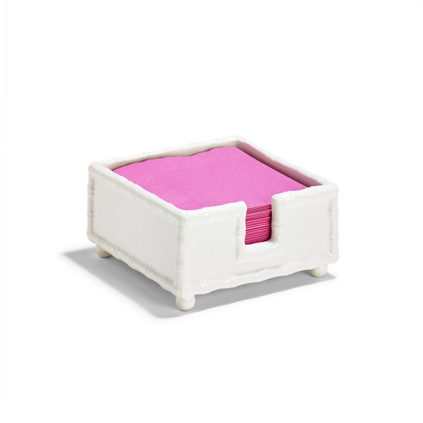 Two's Company White Bamboo Cocktail Napkin Holder