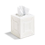 Two's Company Faux Bamboo Fretwork Tissue Box Cover in White