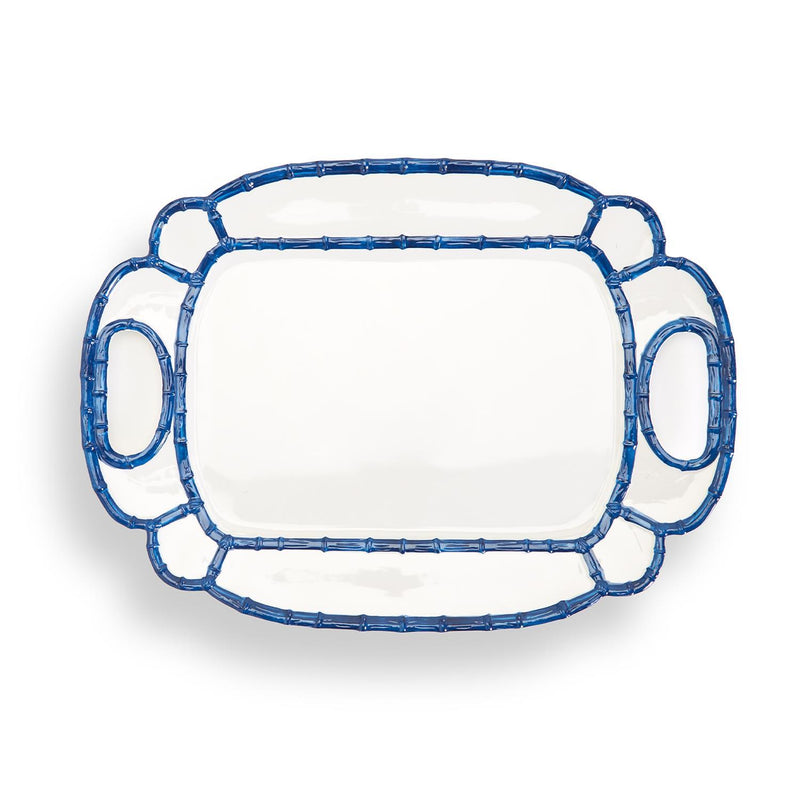 Two's Company Blue Bamboo Touch Platter