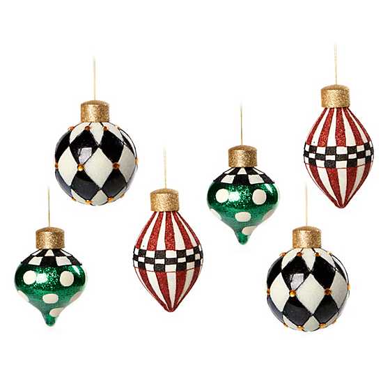 Mackenzie Childs Jolly Assorted Glass Ornaments - Set of 6