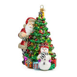 Mackenzie Childs Treeside Santa Glass Ornament