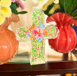 Small Acrylic Hand painted Friendship Spring Flowers Cross