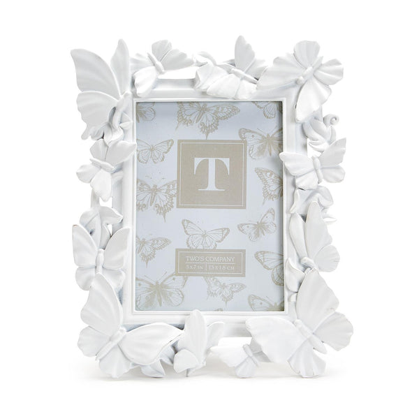 Two's Company White Butterfly Frame