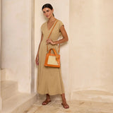 Rattan Brown Cane Handbag with Buckle