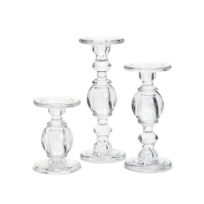 Two's Company High Glass Pedestal Candleholders