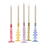 Two's Company Colored Glass Candleholder (5 Color Options!)
