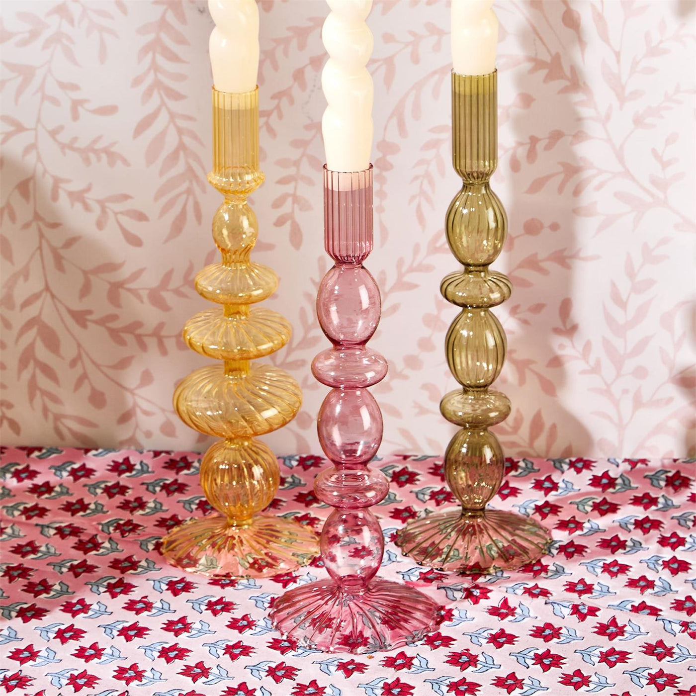 Candleholders glass deals multi color