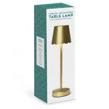 Gold LED Portable Cordless Table Lamp with Scalloped Edge Shade