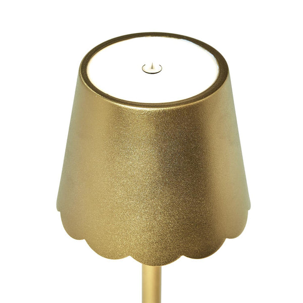 LED Cordless Table Lamp with Gold Scalloped Edge Shade