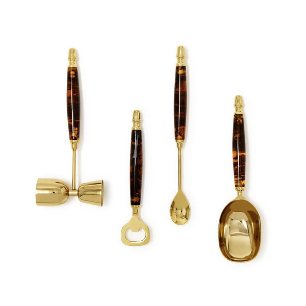 Four Piece Tortoise Bar Set