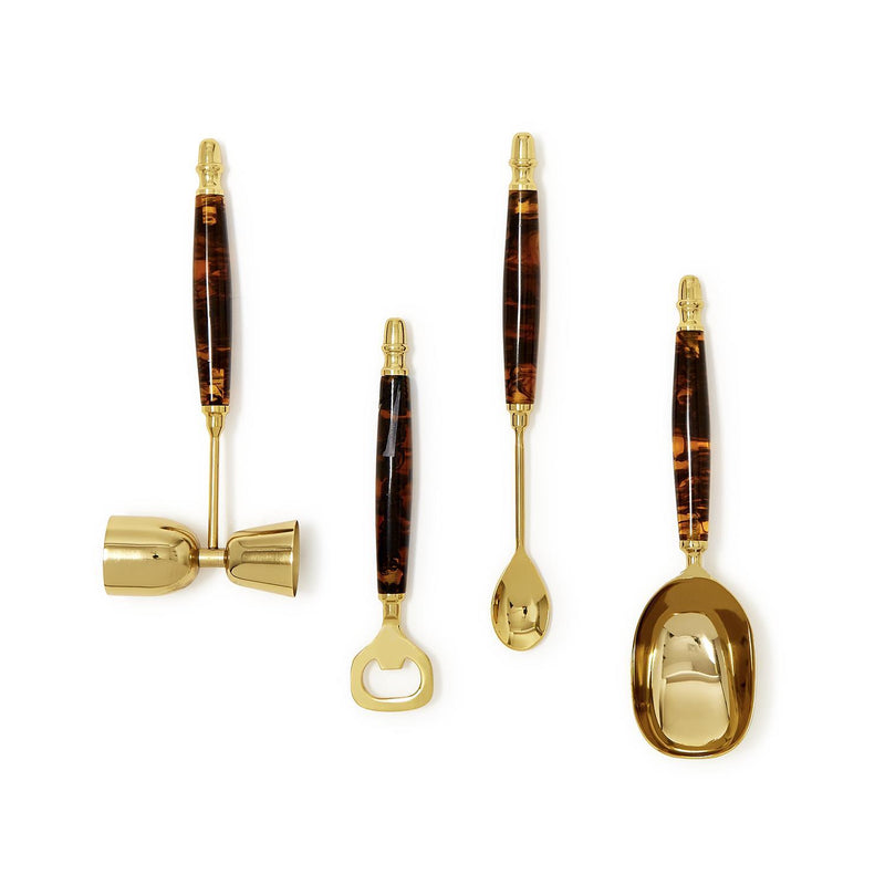 Four Piece Tortoise Bar Set