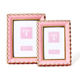 Pink Scalloped Photo Frame with Gold - Two Size Options