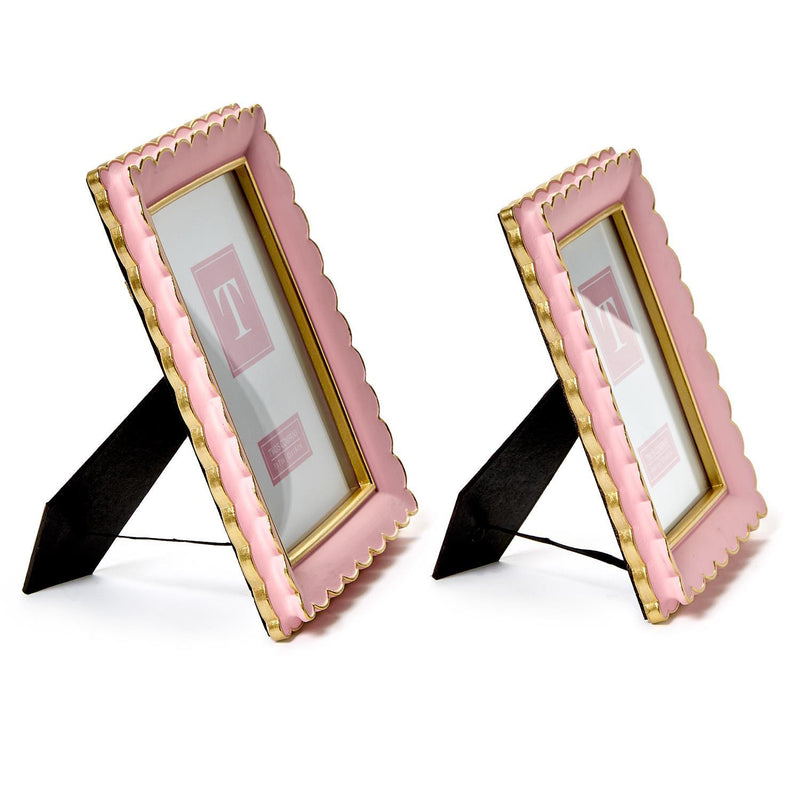 Pink Scalloped Photo Frame with Gold - Two Size Options