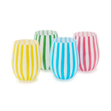 Celebration Stripe Set of 4 Hand-Painted Stemless Wine