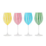 Stripe Stemmed Wine Glasses - Set of 4