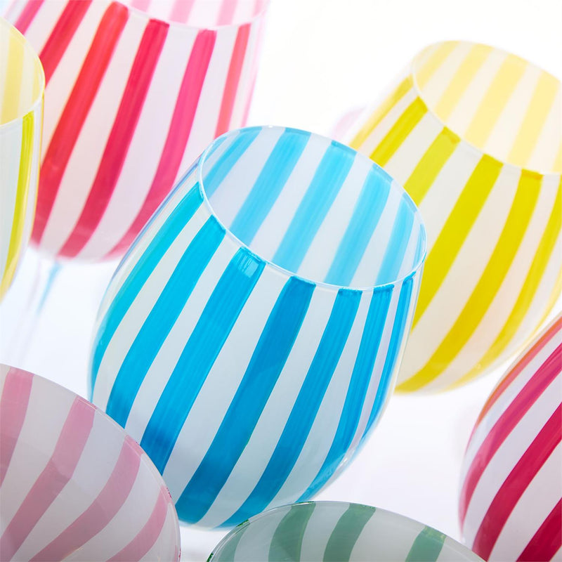Stripe Stemmed Wine Glass - Not a set