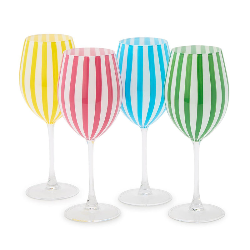 Stripe Stemmed Wine Glass - Not a set