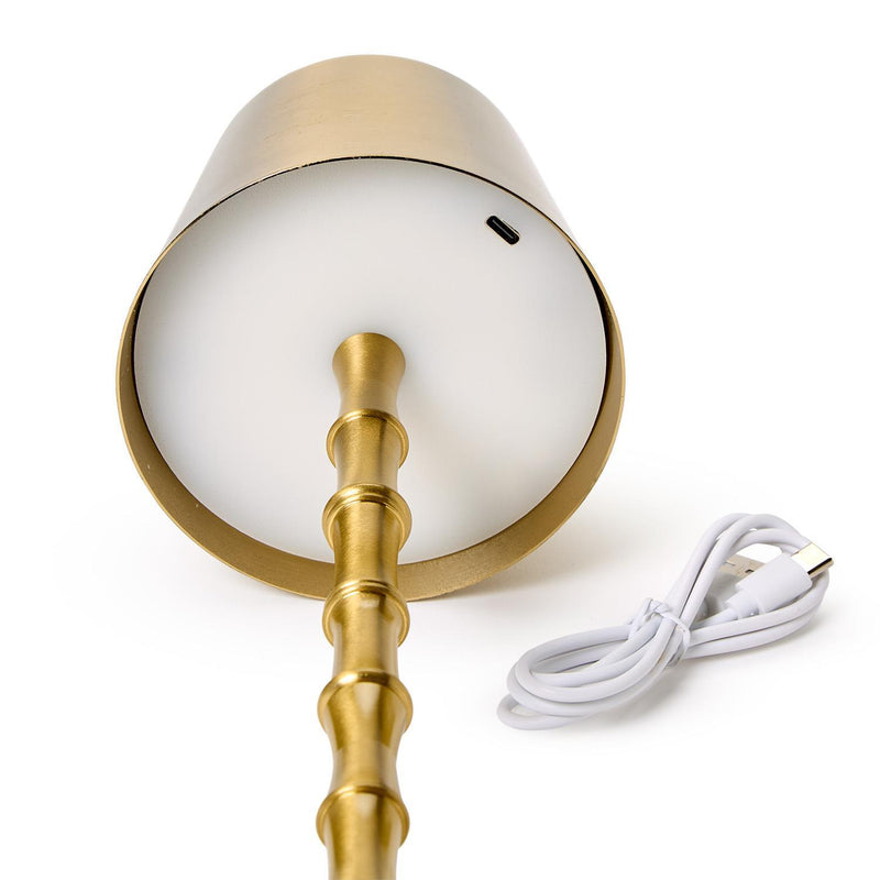 LED Portable Cordless Gold Bamboo Table Lamp