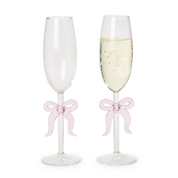 Pink Bow Champagne Glass - Not a set