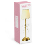 Golden Bow LED Portable Cordless Table Lamp with Fabric Lamp Shade