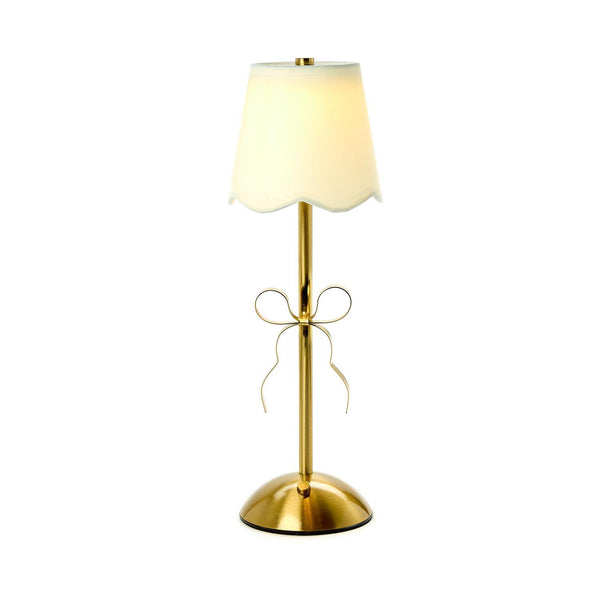 Golden Bow LED Portable Cordless Table Lamp with Fabric Lamp Shade