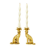 Gold Leopard Taper Candleholders (Set of 2)
