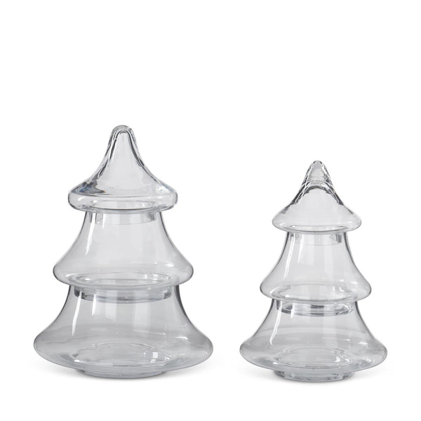 Tiered Clear Glass Christmas Tree Container