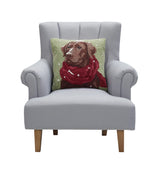 Snowy Chocolate Lab Pillow