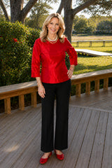 Three Bow Back Blouse in Red