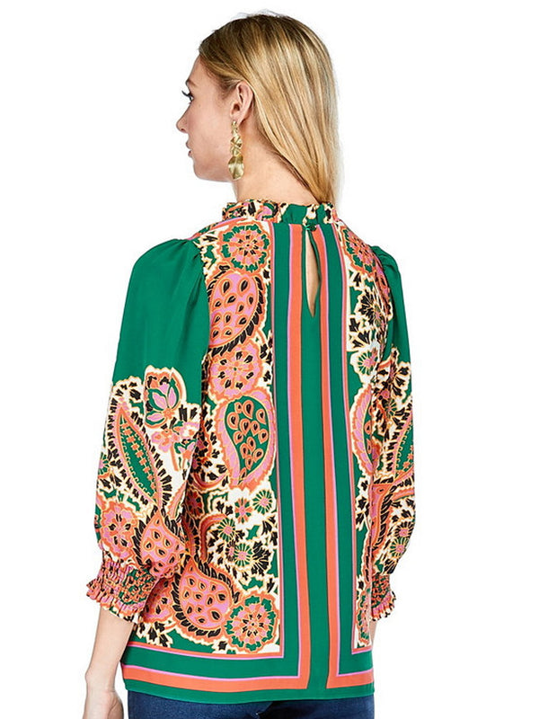 Paisley Gathered Neck Blouse - Joy Joy