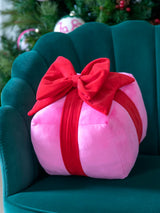 Gift Box Pillow in Pink and Red