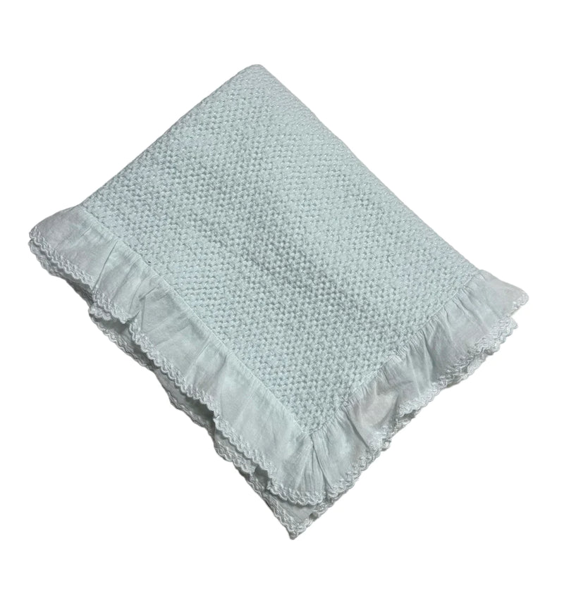 Stonewashed Puckered Blanket with Dotted Swiss Ruffle (Multiple Color Options!)